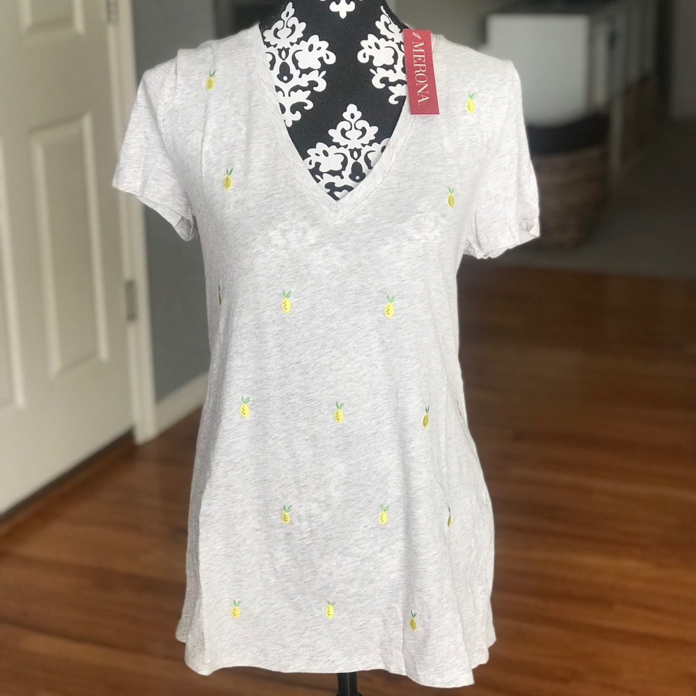 Lemon Print V-Neck